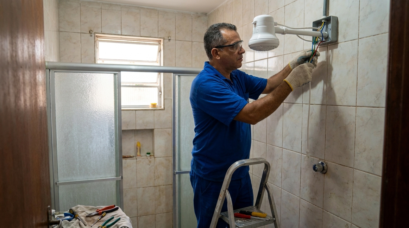 Substituição de Chuveiro Antigo em São José dos Pinhais‑PR